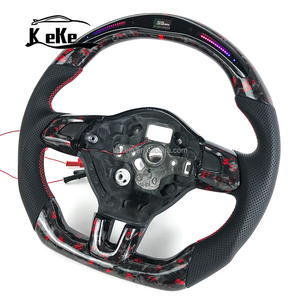 Volante Deportivo de Fibra de Carbono Forjado con LED <span class=keywords><strong>Rojo</strong></span> para Volkswagen <span class=keywords><strong>Polo</strong></span> Golf Mk6 Mk7 <span class=keywords><strong>GTI</strong></span> Passat B7 B8, Admite Personalización - Product Image 2