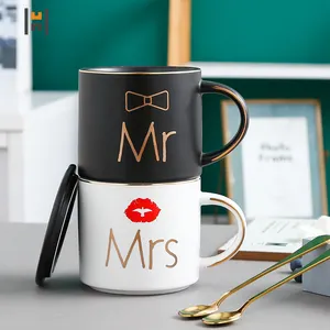 Seramik hediyeler kupa çift, porselen Mr ve Mrs kahve kupa, düğün nişan hediyeler