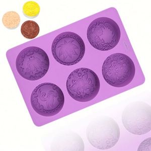 Moule en silicone écologique à 6 cavités, motifs traditionnels chinois variés, pour fabrication artisanale de savon, bonbons ou résine, réutilisable, OEM/ODM - Product Image 1