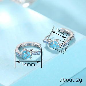 Orecchini a forma di tartaruga placcati in argento con pietra preziosa blu per le donne, regalo di gioielli a forma di animale alla moda - Product Image 5