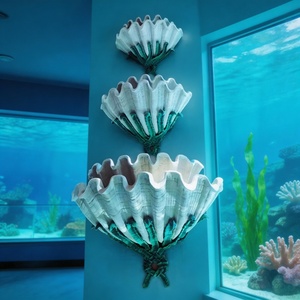Lámpara LED con Forma de Concha, Escultura Luminosa Personalizada de Fibra de Vidrio, Lámpara de Paisaje Montada en Pared, Iluminación Decorativa Artística para Vestíbulo de Hotel y Comercios - Product Image 1