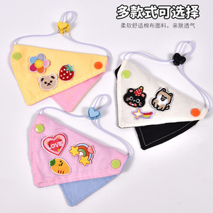 Babero triangular de algodón para mascotas, patrón de dibujos animados de doble cara, accesorio lindo para perros y gatos, para todas las estaciones - Product Image 4
