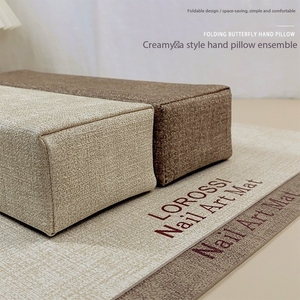 Ensemble de repose-mains rectangulaires en crème Wabi Sabi, double face, en cuir imperméable, support de repose-bras, coussin pour manucure, fournitures de salon - Product Image 4