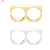Lefeng Hip Hop personnalité Simple Punk bijoux en acier inoxydable hommes personnalisé Double bague à deux doigts