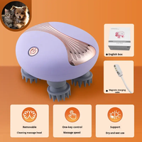 Mini masseur de tête électrique multifonctionnel à lumière rouge, masseur relaxant électrique en forme de pieuvre, double usage humide/sec pour les maux de tête