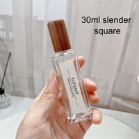 Flacon de parfum vide en verre carré de luxe 30ml 50ml 100ml avec bouchon en bois naturel, vaporisateur de parfum