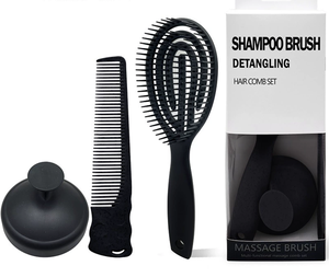 Cepillo Masajeador de Cuero Cabelludo de Paja de Trigo, Cepillo Plano para Champú, Cepillo Desenredante y Set de Peines para Hombres y Mujeres - Product Image 6