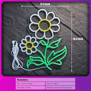Daisy Flower Neon <b>Sign</b> LED dimmable USB powered ambient light store window decoration light street indicator light Customized 5V - Product Image 4