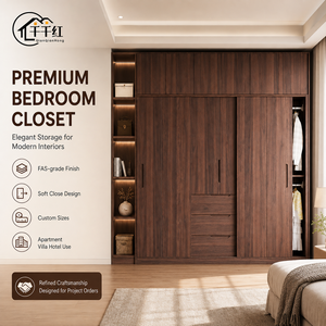 Armoire moderne avec portes coulissantes, étagères ouvertes, tiroirs et aménagement personnalisé pour chambre à coucher, appartement, villa, hôtel, projet - Product Image 6