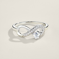 Bague en argent sterling S925 avec moissanite, design infini, pierre taille cœur, accent pavé, bijoux pour femme
