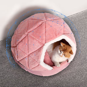 Pebuddies, новый дизайн, свежий двойной Круглый полузакрытый домашний питомец, войлочный домик для кошек, Лежанка, гнездо для собак, кровать для кошек на молнии - Product Image 2