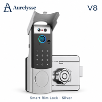 Serrure de porte intelligente Aurelysse V8 Tuya avec reconnaissance faciale, clavier à empreintes digitales et interphone vidéo pour portes extérieures