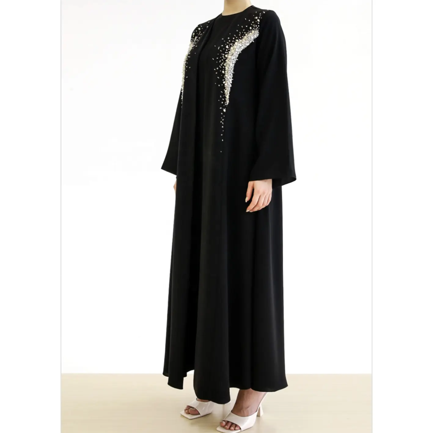 Robe à manches longues pour femme, vêtement islamique, simple et élégant, broderie à la main, Nida, Abaya, dubaï, Kimono, musulman, nouvelle collection