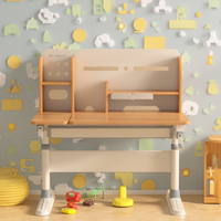 Ensemble de table et de chaises d'étude pour enfants à hauteur réglable bleu rose avec étagère Bureau ergonomique pour enfants en bois pour étudier