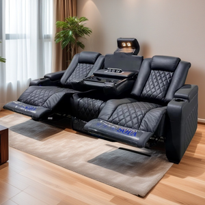 تصنيع الأصلي 3 مقاعد كرسي كهربائي النمط التقليدي جلد حقيقي المنزل أريكة السينما للمنزل المسرح المدرسة - Product Image 4