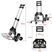Carrito de mano plegable de servicio mediano de 50-70kg, carrito de empuje plegable de lata plateada con carga liviana, carrito de compras plegable de goma, 1 Juego