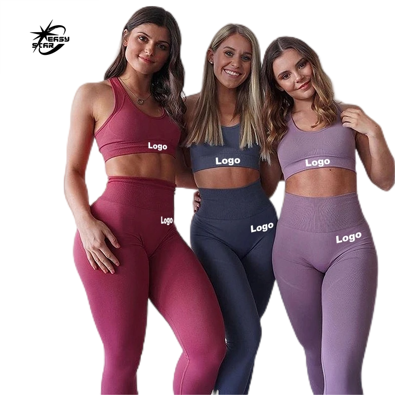Wholesale Athletic Clothing Ladies Gym Fitness Sports Workout Yoga Clothes  Suit Activewear Seamless Women Active Wear Yoga Set
