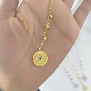 Artificial 18K chapado en oro de <span class=keywords><strong>mal</strong></span> de ojo parejas amor COLLAR COLGANTE de joyería de diamantes con Dropshipping. Exclusivo. - Product Image 3