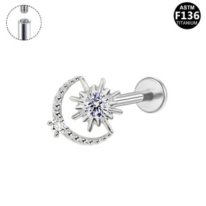 Boucles d'oreilles papillon en titane F136 avec zircon plaqué or et argent pour piercing d'oreille - Product Image 5