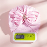 Serre-têtes en satin et coton pour bébés filles, avec grand nœud en strass et diamants, design mignon, élastiques, style turban