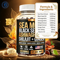 Gummies OEM de baies d'églantier et de mousse de mer, supplément à base de plantes, marque privée, gummies de mousse de mer séchée pour un ventre plat
