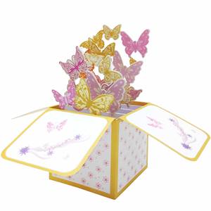 Biglietto d'Auguri 3D Creativo Pop-up per San Valentino, Design con Farfalle Colorate, Stampa Offset su Carta, Logo Personalizzato, Amore - Product Image 5