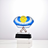 Trophée de pickleball en cristal Future Star Encouragement Youth Match - Style sportif gravé au laser, écologique et poli
