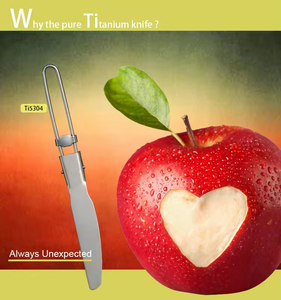 Couteau pliant utilitaire de camping en titane gris argenté, léger, durable, moderne, pour la vaisselle de plein air, logo personnalisable, sablé - Product Image 5