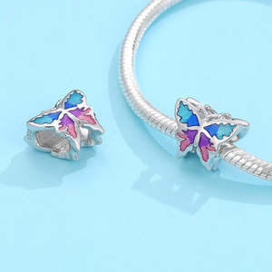 S925 Sterling Silver Colorful Gradient Enamel Butterfly <b>Bead</b> <b>Charm</b> Blue Purple Pink Wings Fit <b>Bracelet</b> Necklace Women Gift - Product Image 2
