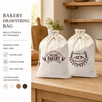 Sac à pain personnalisé avec logo, sac en tissu imprimé avec cordon de serrage, capacité de 1 à 3 L pour le stockage du pain, emballage cadeau, OEM ODM, vente en gros