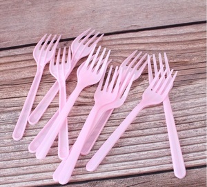 Forchetta monouso per posate da Dessert in plastica a quattro denti per macedonia di frutta e durevole per torte di compleanno per feste alla rinfusa - Product Image 3