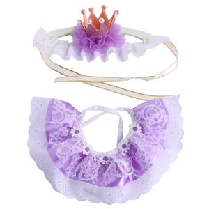 Disfraces de Gato Princesa: Conjunto de Sombrero y Bufanda Rosa para Cumpleaños, Lindo Pañuelo de Encaje para Gato, Tiara, Corona y Accesorios de Babero - Product Image 5