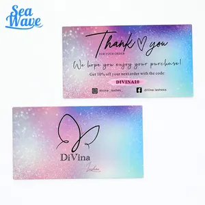 Sinicline 맞춤형 디자인 소프트 터치 종이 카드 핑크 감사합니다 카드 골드 호일 로고