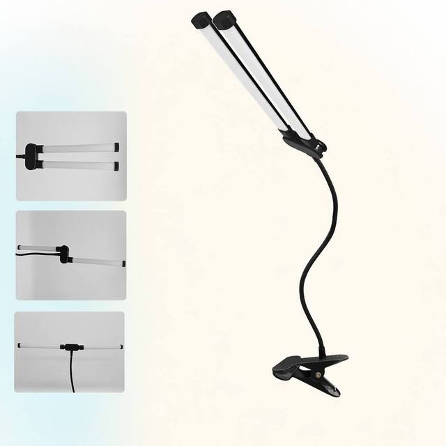 LED European Dual-Head Clip Reading Lamp Desktop Long-Arm Eye Protection Study Desk Lamp Computer Screen Fill Light