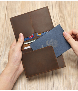 Portefeuille vintage en cuir Crazy Horse, porte-<span class=keywords><strong>passeport</strong></span> en cuir véritable, étui multifonctionnel pour documents de voyage et cartes, porte-<span class=keywords><strong>passeport</strong></span> d'embarquement - Product Image 1