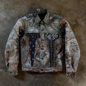 Giacca di <span class=keywords><strong>Jeans</strong></span> da <span class=keywords><strong>Uomo</strong></span> Personalizzata di Alta Qualità con Ricamo Sashiko, Taglie Forti, Fatta a Mano, Effetto Usurato, Pelle di Serpente, MOQ Basso - Product Image 1