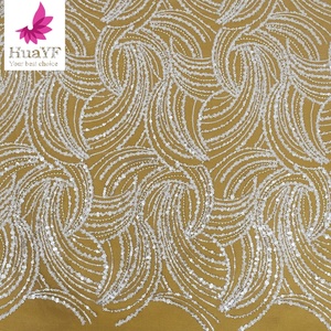 Hot Sale Elegant French <strong>Soft</strong> Beads Tulle <strong>Lace</strong> With Sequins <strong>Fabric</strong> for Women Party Dress <strong>Wholesale</strong> Price HY2108-1 - Product Image 5