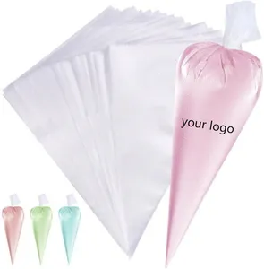 Free Sample L M S inch Plastic Dessert Decorators Decorating Tip Sets Disposable Clear Extra Thick Piping Bags Factory