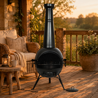 Cheminée extérieure de 137 cm de hauteur, foyer à bois pour jardin et terrasse, foyer à bois avec grille de cuisson