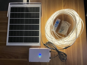 Bande lumineuse <span class=keywords><strong>solaire</strong></span> 40M 2880 <span class=keywords><strong>LED</strong></span> blanc chaud, étanche, avec panneau <span class=keywords><strong>solaire</strong></span> 30W et batterie 20A, guirlande féerique pour arbre - Product Image 5