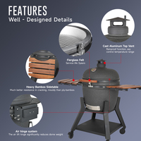 Barbecue Fumoir d'Extérieur Professionnel SEB, Forme Œuf en Céramique, 23,5 Pouces, Grill au Charbon de Bois pour Cuisine Extérieure