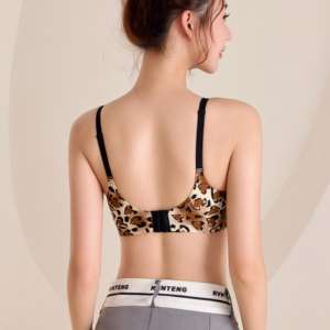 Soutien-gorge sans armatures confortable et chaud, série Sanded Automne Hiver, à forte élasticité, effet push-up discret, imprimé léopard sexy, bonnet 3/4 - Product Image 3