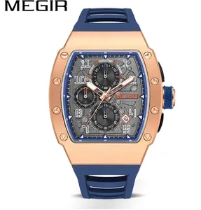 MEGIR 8411 ساعات الكوارتز الرجالية أزياء رياضية ساعة المعصم كرونوغراف التاريخ التلقائي ساعة مقاومة للماء