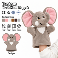 Marionnette éléphant brodée en peluche douce avec doublure en maille pour anniversaire et jeux d'imitation - Jouet d'interaction parent-enfant