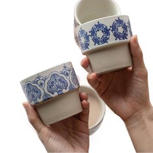 แก้วเซรามิกสไตล์จีนย้อนยุคแบบซ้อนได้ สำหรับดื่มชา กาแฟ น้ำในยามบ่าย - Product Image 4