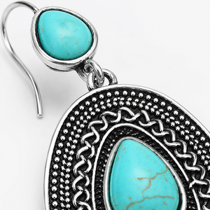 Orecchini Pendenti Vintage in Tono Bronzo con Dettagli Blu-Verde, Gioielli di Moda per Donne - Product Image 3