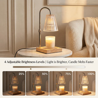Lampe chauffe-bougie conique en verre réglable en hauteur avec base carrée en bois massif antidérapante pour scènes de yoga, de lecture et de sommeil à la maison