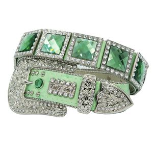 Cintura in Pelle Verde Frutta con Concho in <span class=keywords><strong>Pietra</strong></span> Taglio Prisma Stile Western per Donna 95cm - Product Image 1