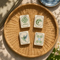 Tuiles de Mahjong Américaines de Luxe en Acrylique à Trois Couches, Peintes à la Main avec Motifs Floraux, Cadeau Classique en Stock, Livraison Rapide, Prêt à Expédier