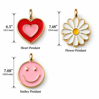 Pendentifs Breloques en Émail Mignons en Forme de Cœur, Marguerite et Visage Souriant pour la Fabrication de Colliers et Bracelets DIY - Vente en Gros